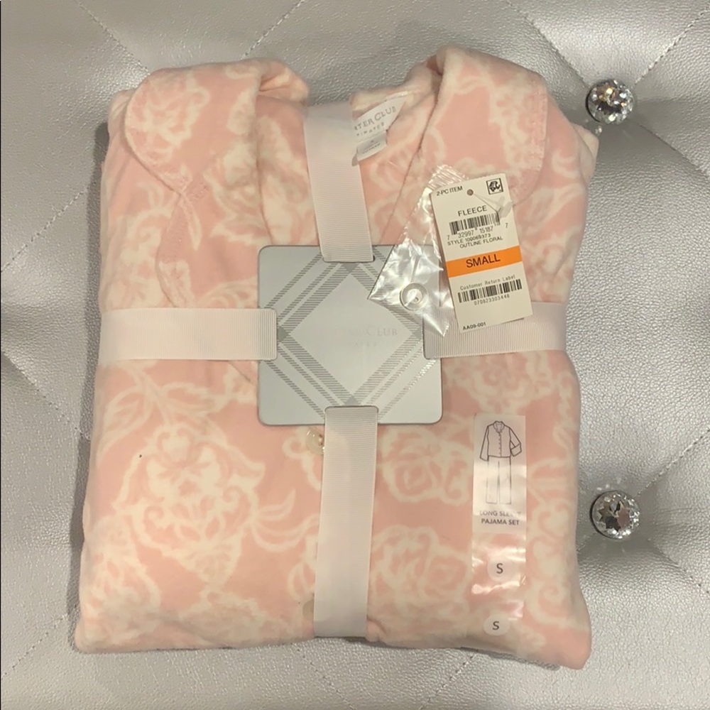 Charter Club Pink and White Fleece Pajama Set